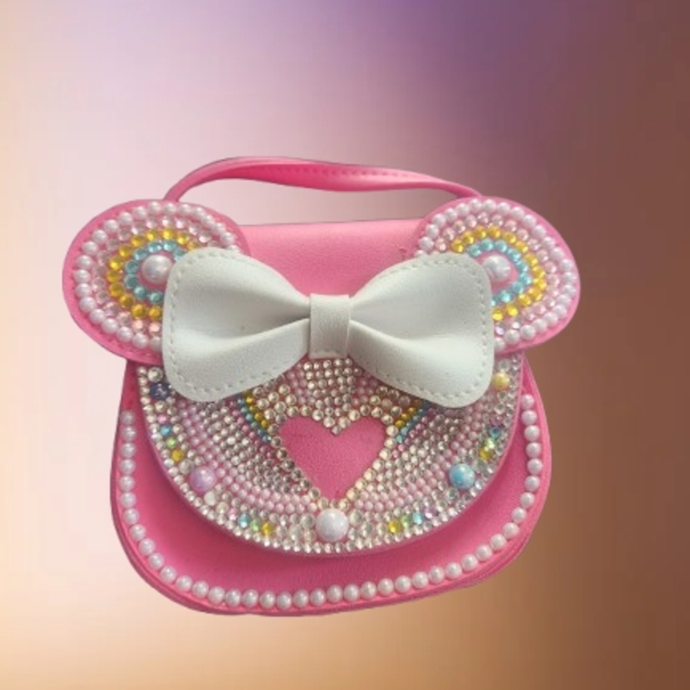 Pink Beaded Bear Purse for Kids